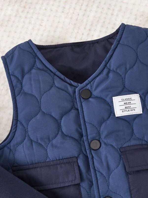 Baby Boy Letter Graphic Vest Coat & Sweatpants & Hoodie - Image 4