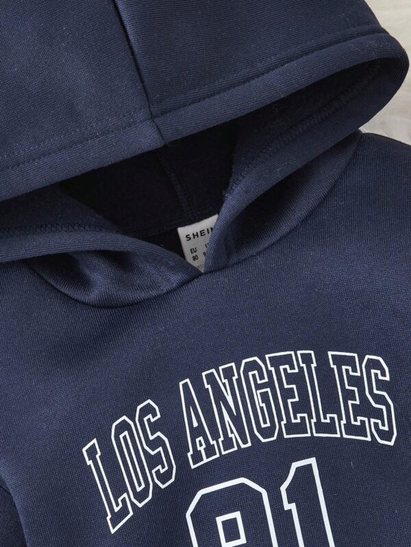 Baby Boy Letter Graphic Vest Coat & Sweatpants & Hoodie - Image 3